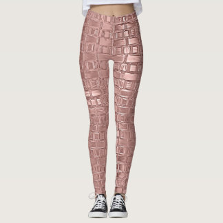 Leggings Ladrillo Geométrico Metálico Faux Rosa