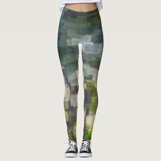 Leggings Ladrillo Verde Verano Abstracto (Anverso)