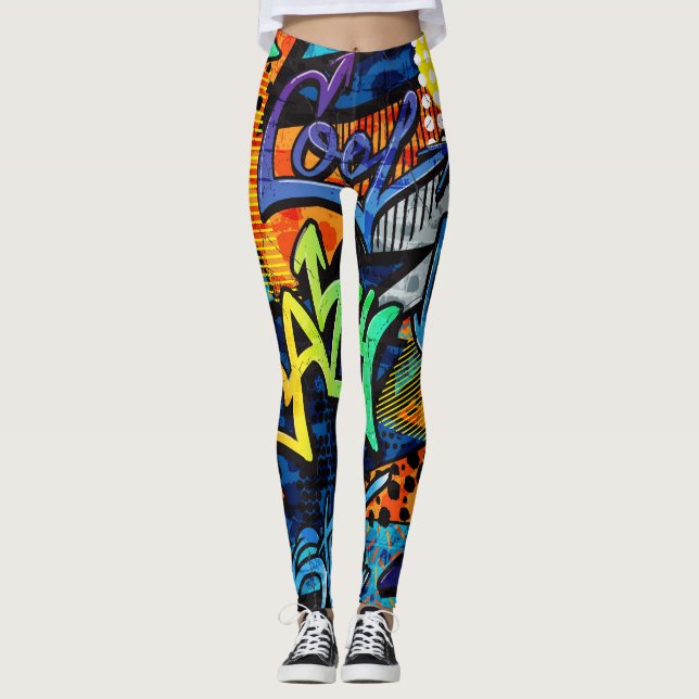 Leggings Ladrillos de graffiti: Resumen urbano (Anverso)