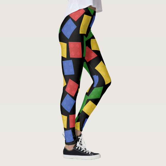 Leggings Ladrillos de juguete impresos rojo, amarillo, verd (Derecha)