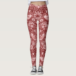 Leggings Ladrón de fresa Maroon, William Morris