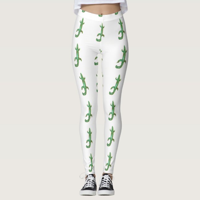 Leggings lagarto verde blanco (Anverso)