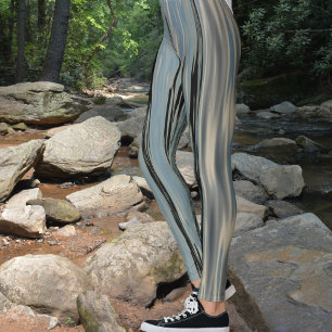 Leggings Lago Agua Rayas verticales Beige Azul