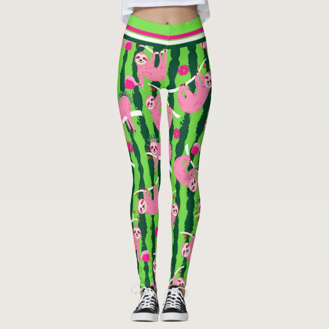 Leggings Lágrimas de pickleball rosa 🦥 (Anverso)