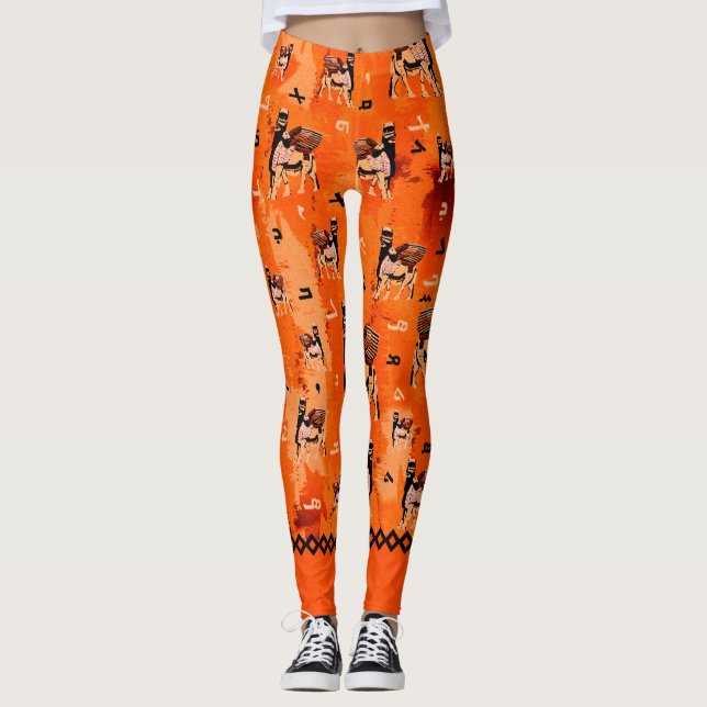 Leggings Lamassu y alfabeto (Anverso)