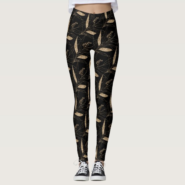Leggings Láminas de oro negro ACTIVAS (Anverso)
