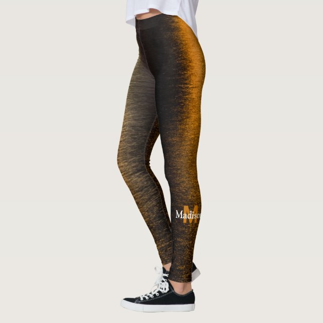 Leggings Lámparas abstractas mar brillante Monograma bronce (Izquierda)