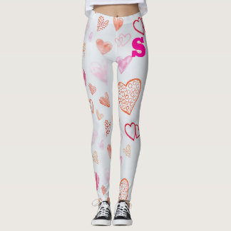 Leggings Lámparas de impresión rosa con forma de corazón su
