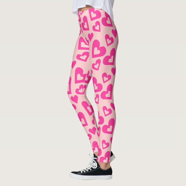 Leggings Lámparas Locas y Piernas del Corazón Rosa Oscuro (Izquierda)