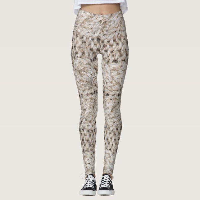 Leggings Lana de punto blanca, fondo de textura (Anverso)