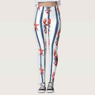Leggings Langosta Patriótica Rojo Blanco Azul Estrellas (2)