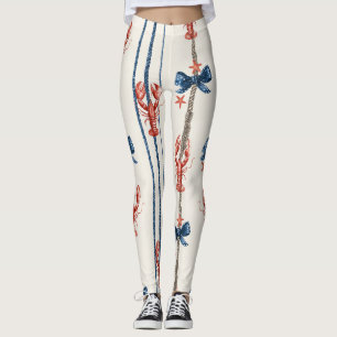 Leggings Langosta Patriótica Rojo Blanco Azul Estrellas (3)