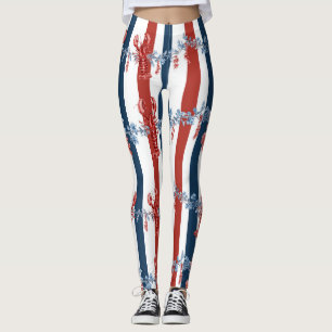 Leggings Langosta Patriótica Rojo Blanco Azul Estrellas (4)