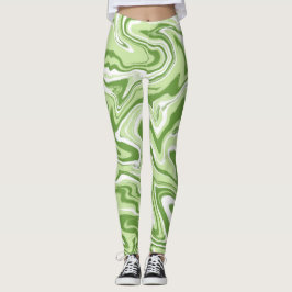 Leggings Láquido Verde Abstracto Oleado Piernas De Bañera