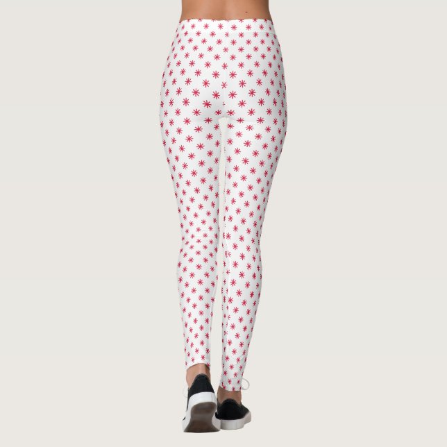 Leggings Larga trama de estrellas de Navidades blancos y ro (Reverso)
