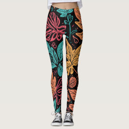 Leggings Large Whimsical Leaves