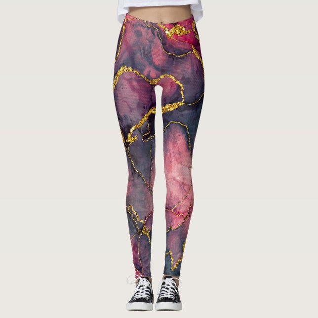 Leggings las bonitas piernas de mármol rosa (Anverso)