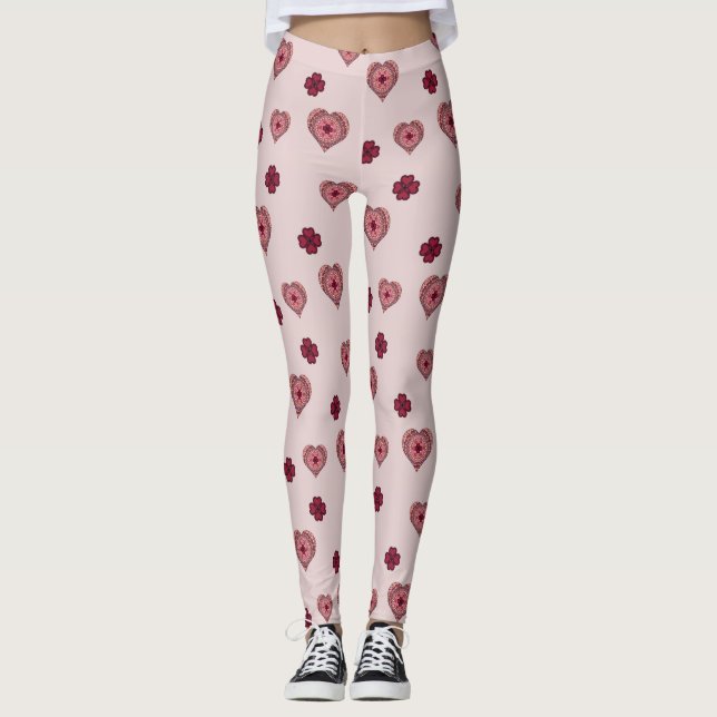 Leggings Las capas de las piernas del corazón (Anverso)