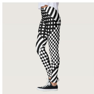 Leggings Las franjas comprueban el diseño mixto de puntos d