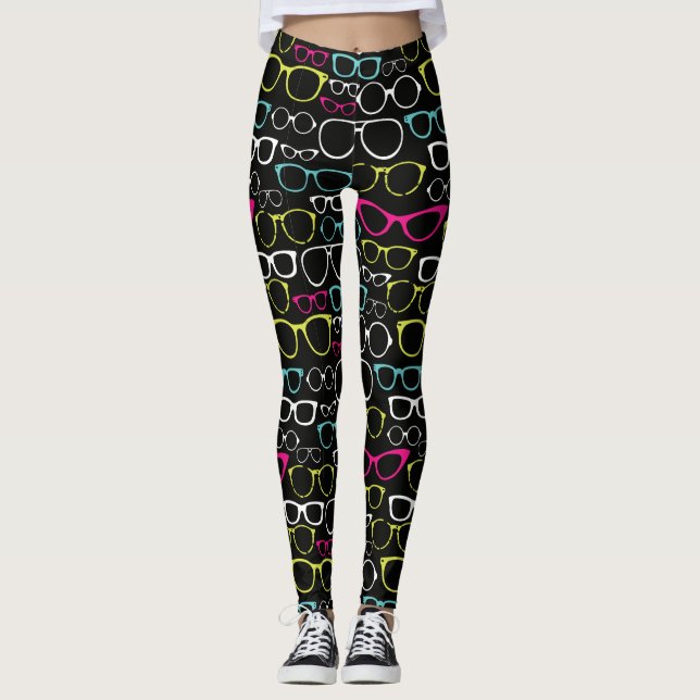 Leggings Las gafas de los vidrios modelaron negro de las (Anverso)