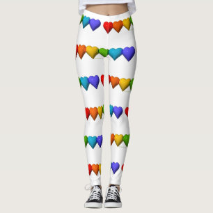Leggings Las glifos de formas de corazón 3D brillantes de S