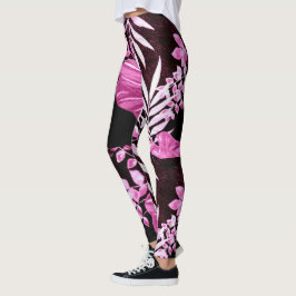 Leggings Las hojas tropicales con los frentes de la palma b