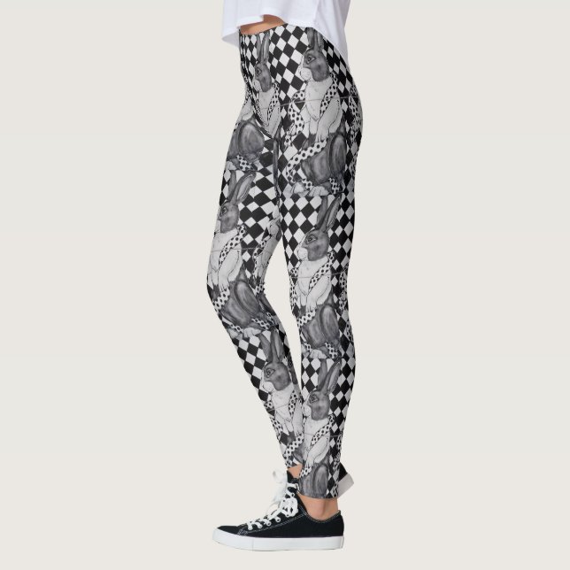 Leggings Las insólitas piernas de mujeres conejo blanco neg (Izquierda)