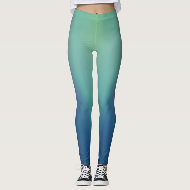 Leggings Las luces boreales verdes sobre el azul (Anverso)