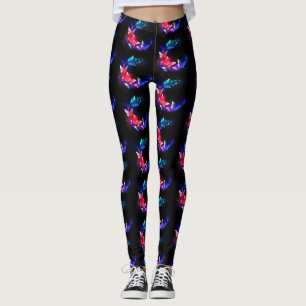 Leggings Las mariposas nocturnas brillantes de Neon en el f
