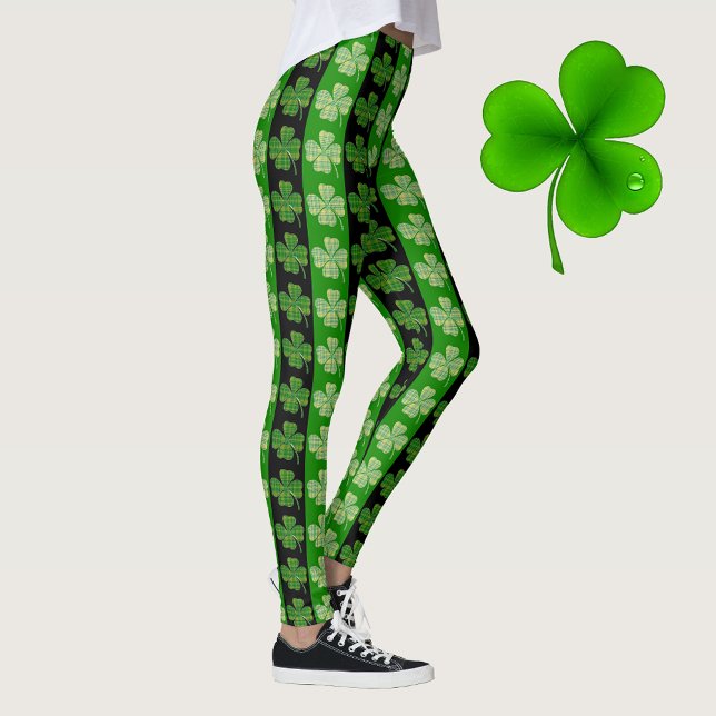 Leggings Las mejores franjas de trébol verde del Día de San (Subido por el creador)