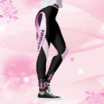 Leggings Las mujeres de cinta rosada personalizan las piern<br><div class="desc">Leggencias de cinta rosada en el ángulo Personalizan a Sobreviviente de Cáncer de Mama</div>