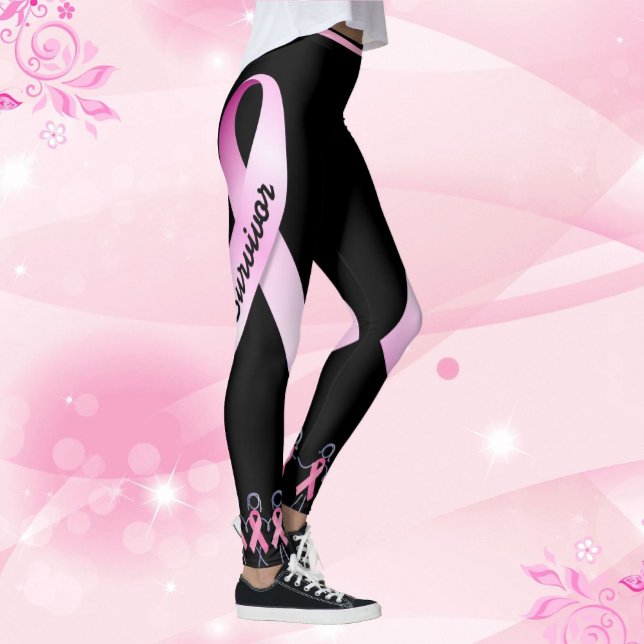 Leggings Las mujeres de cinta rosada personalizan las piern (Subido por el creador)