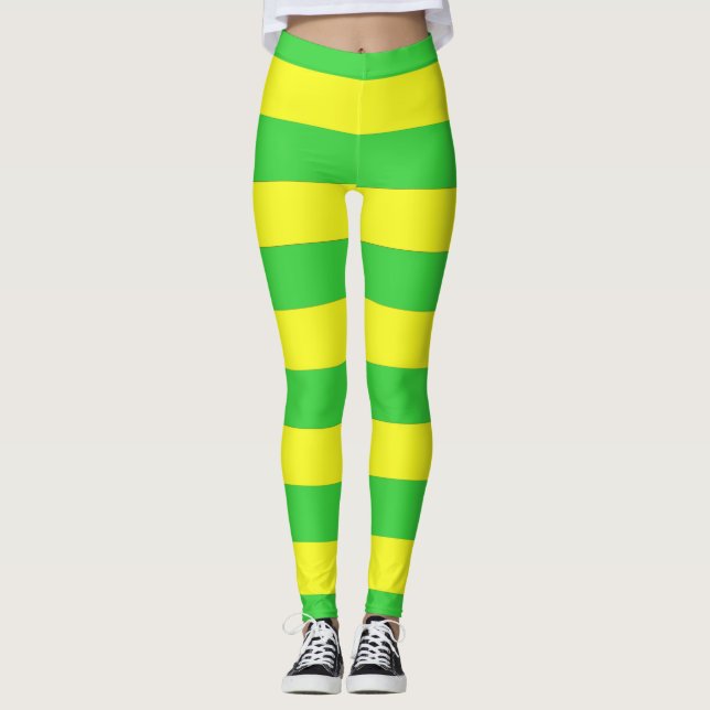 Leggings Las mujeres de rayas verdes y amarillas (Anverso)