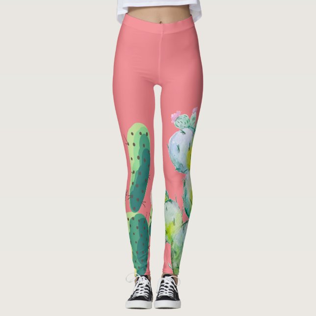 Leggings Las piernas de las mujeres Bohemian Cactus Succule (Anverso)