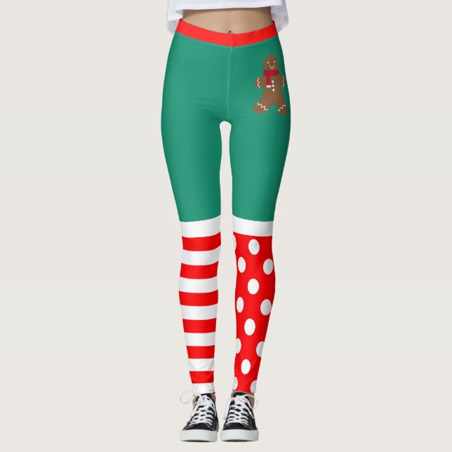 Leggings Las piernas del ayudante del navidad Elf Santa (Anverso)