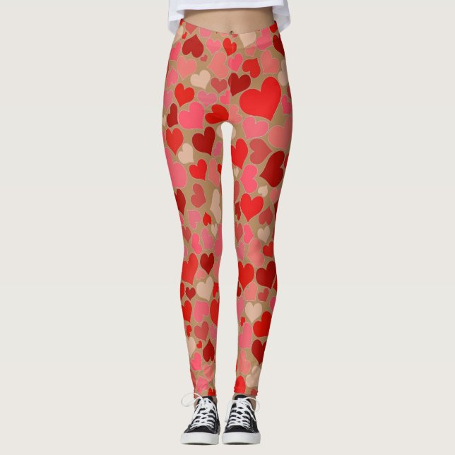 Leggings Las polainas de las mujeres de los corazones (Anverso)