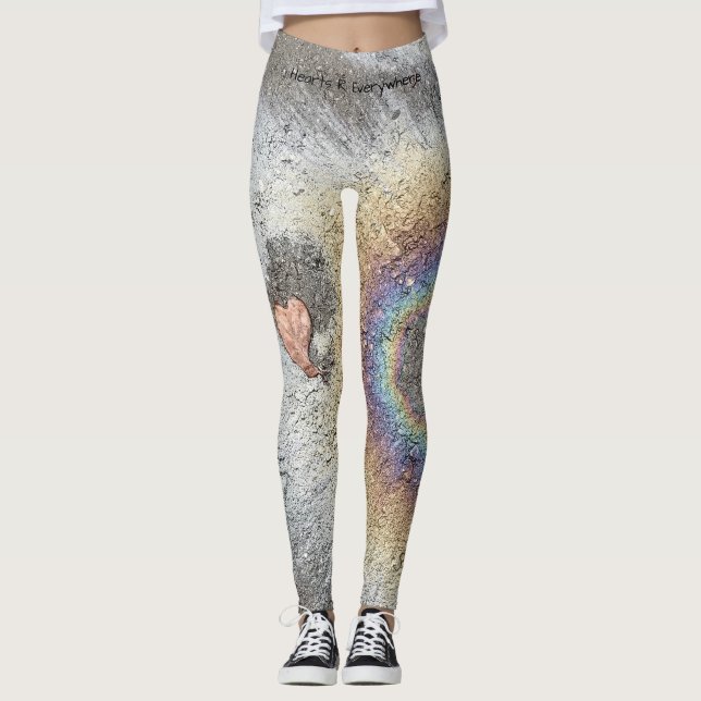 Leggings Las polainas del corazón y del arco iris de la (Anverso)