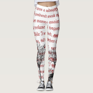 Leggings Las polainas del poema del vintage del cuervo