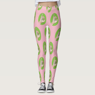 Leggings Las polainas rosadas y verdes más lindas