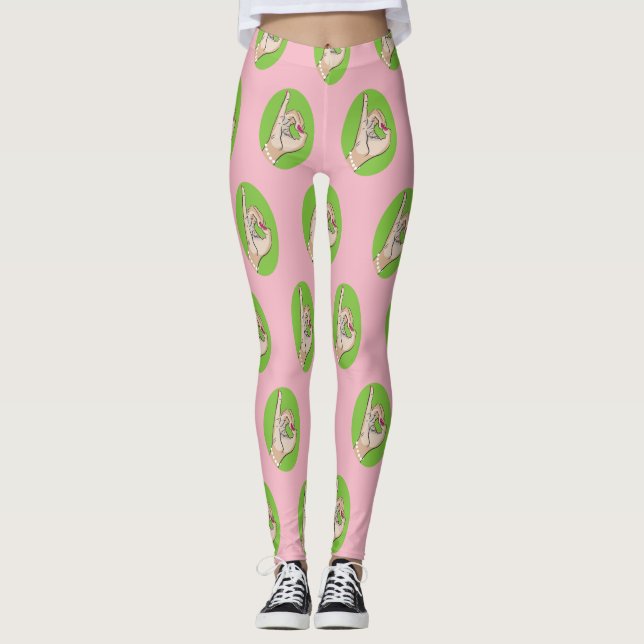 Leggings Las polainas rosadas y verdes más lindas (Anverso)