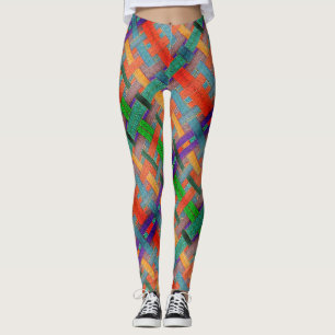 Leggings Las tiras rojas de la abuela, con aspecto trenzado