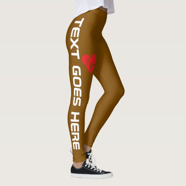 Leggings Latido del Corazón Personalizado sobre Marrón (Derecha)