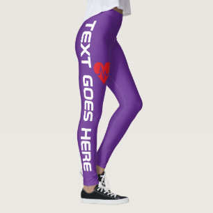 Leggings Latido del Corazón Personalizado sobre Morado