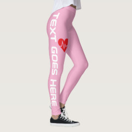 Leggings Latido del Corazón Personalizado sobre Rosa