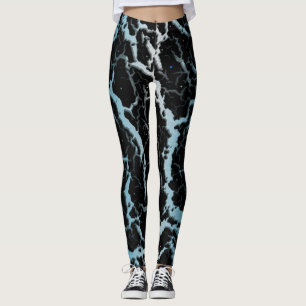 Leggings Lava Espacial Agrietada - Blanco/Celeste