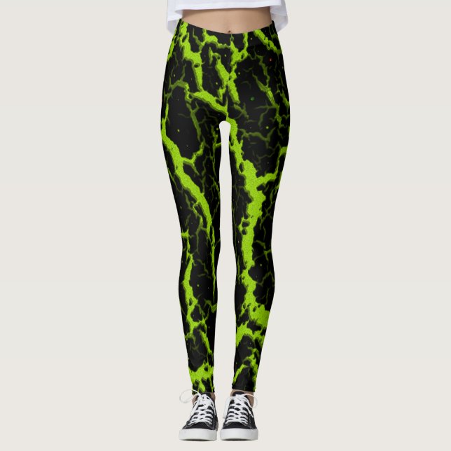 Leggings Lava espacial agrietada - Lime (Anverso)