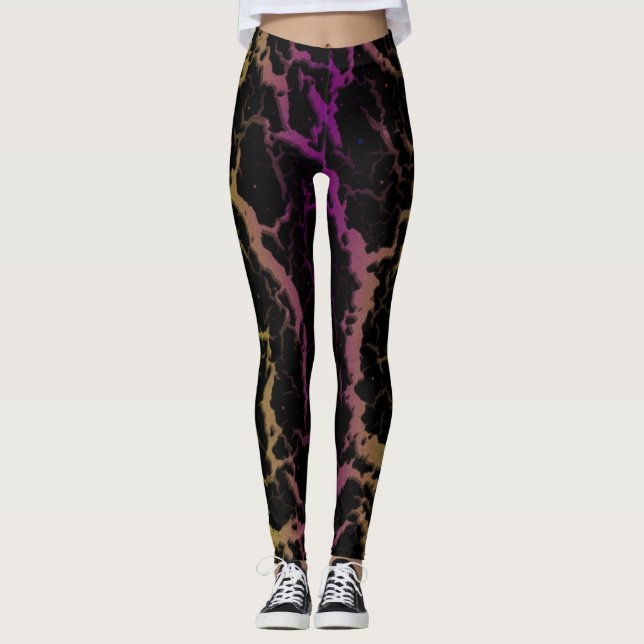 Leggings Lava espacial agrietada - Lime/Purple (Anverso)