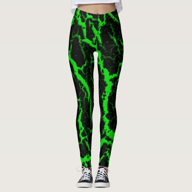 Leggings Lava espacial craqueada - Verde (Anverso)