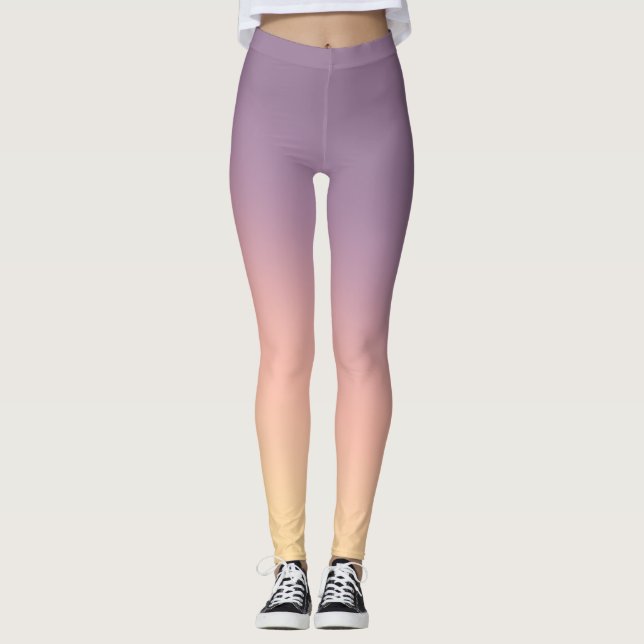 Leggings Lavanda a Melocotón Gradiente Suave Ombre Yoga  (Anverso)
