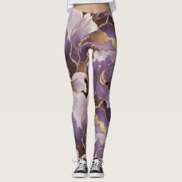 Leggings lavanda abstracta y dorado